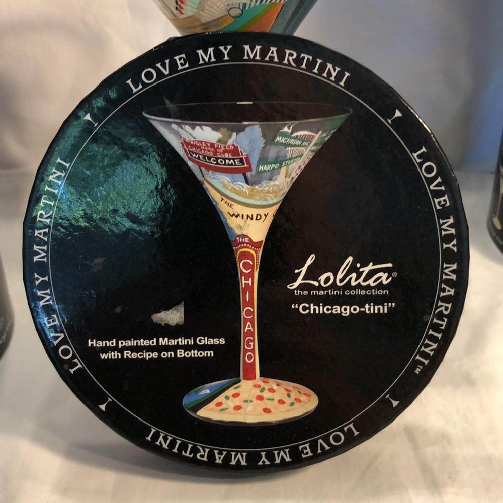 Lolita Chicago-Tini hand painted martini glass new in box